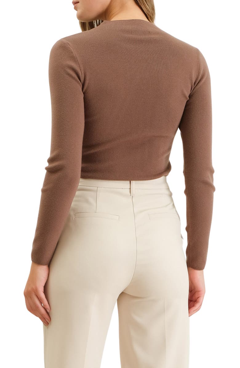 Blu Pepper Mock Neck Rib Sweater, Alternate, color, Mocha