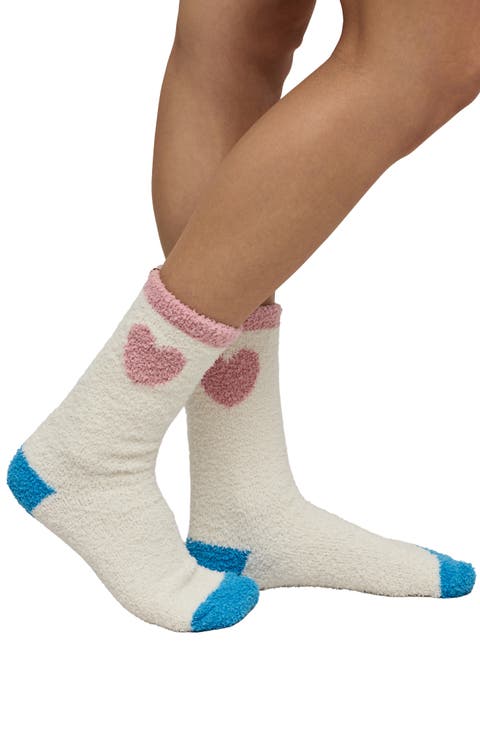CozyChic® Colorblock Heart Crew Socks