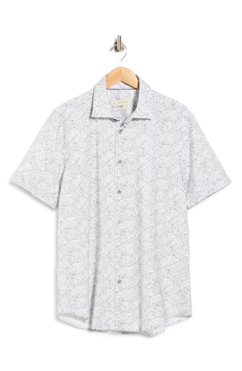 Bugatchi Short Sleeve Woven Shirt, Main, color, Platinum