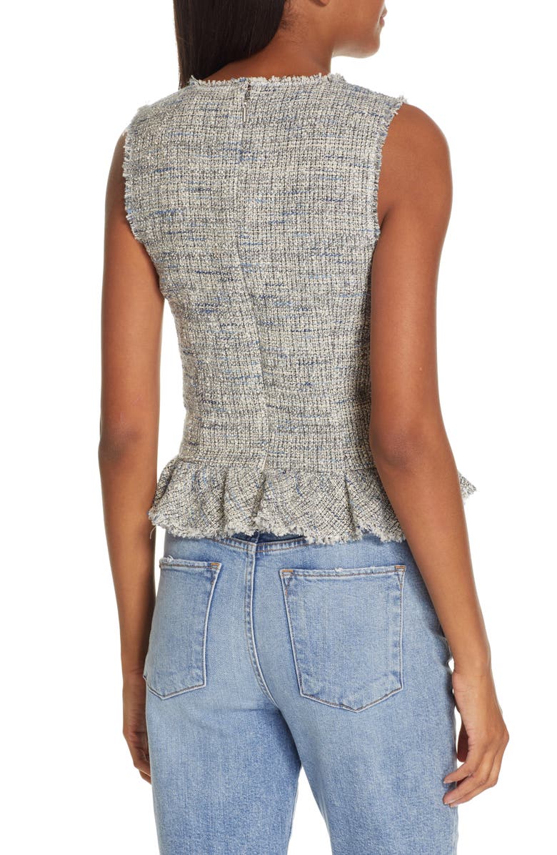 Rebecca Taylor Sleeveless Tweed Peplum Top, Alternate, color, 