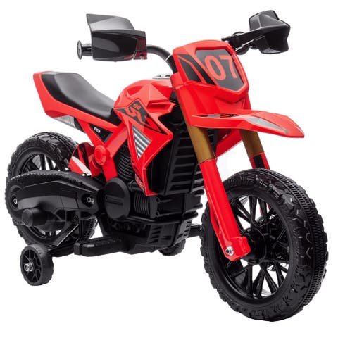 6V Kids Motorcycle with Training Wheels, Horn & Start Sound