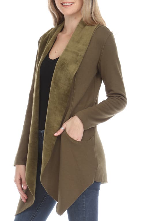 Rain And Rose Drape Front Cardigan In Multi
