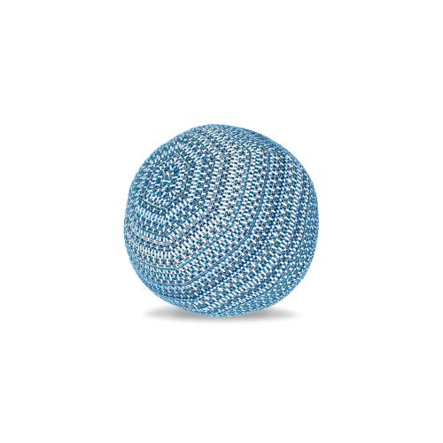 Elaine Smith Kaleidoscope Chenille Micro Check Indoor & Outdoor Woven Accent Orb Pillow In Blue
