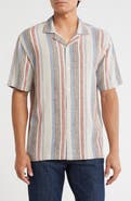 TRUTH Stripe Linen Blend Camp Shirt