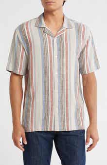 TRUTH Stripe Linen Blend Camp Shirt