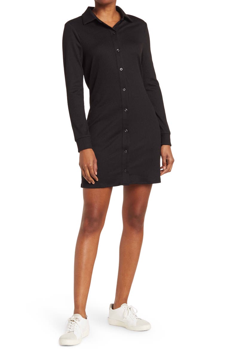 WAYF Button-Up Mini Shirt Dress, Main, color,