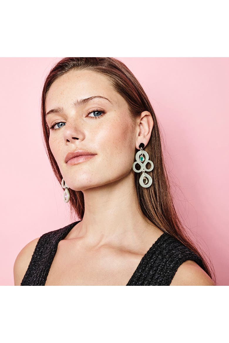 Petite Batik Earrings - Regent Green & Iridescent, Alternate, color, Regent Green & Iridescent
