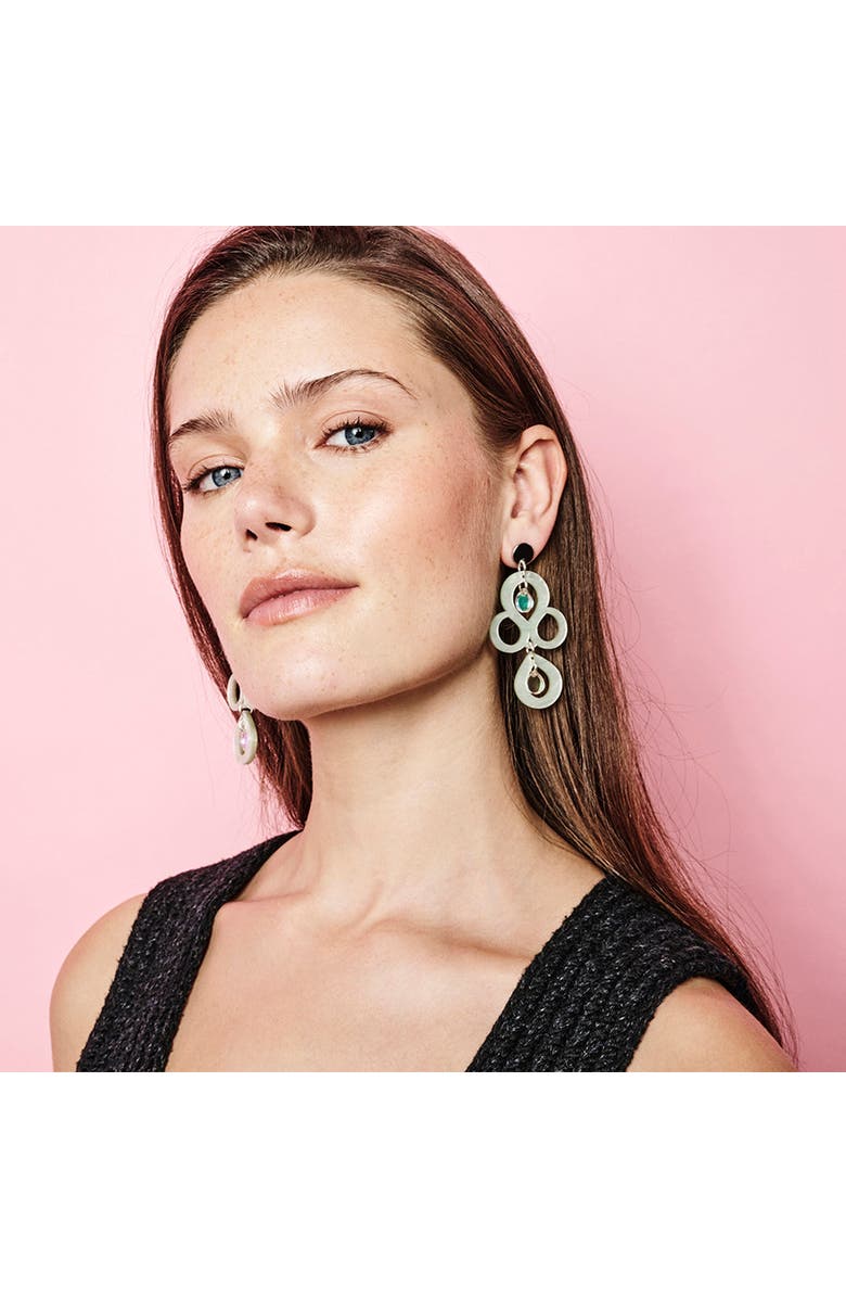 Toolally Petite Batik Earrings - Regent Green & Iridescent, Alternate, color, Regent Green & Iridescent