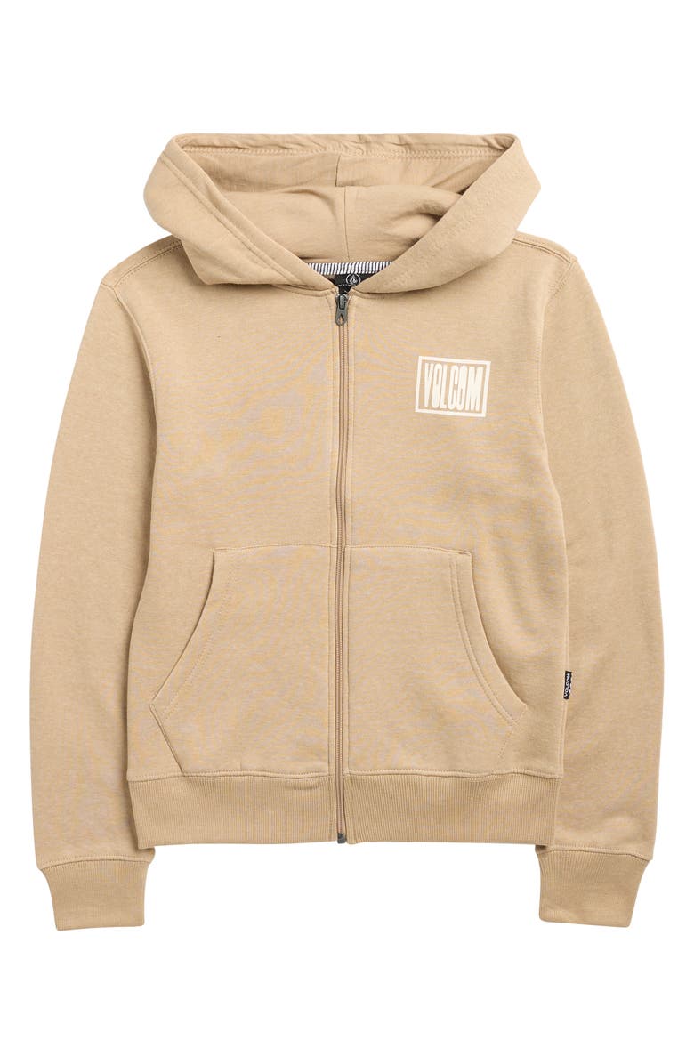 Volcom Kids' Watanite Fleece Zip Hoodie, Main, color, Stone