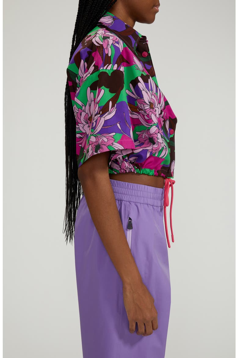 Floral Cotton Poplin Snap-Up Crop Shirt, Alternate, color, PINK FLORAL
