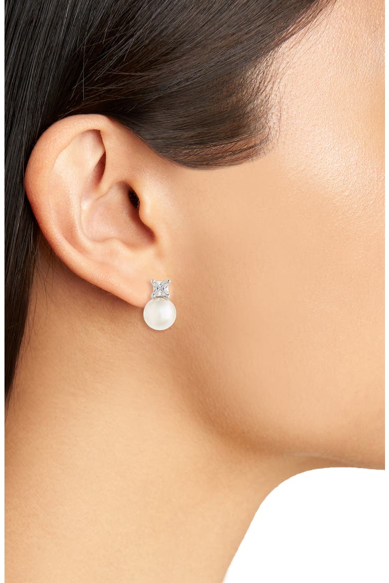 Pearl & Crystal Earrings, Alternate, color, WHITE