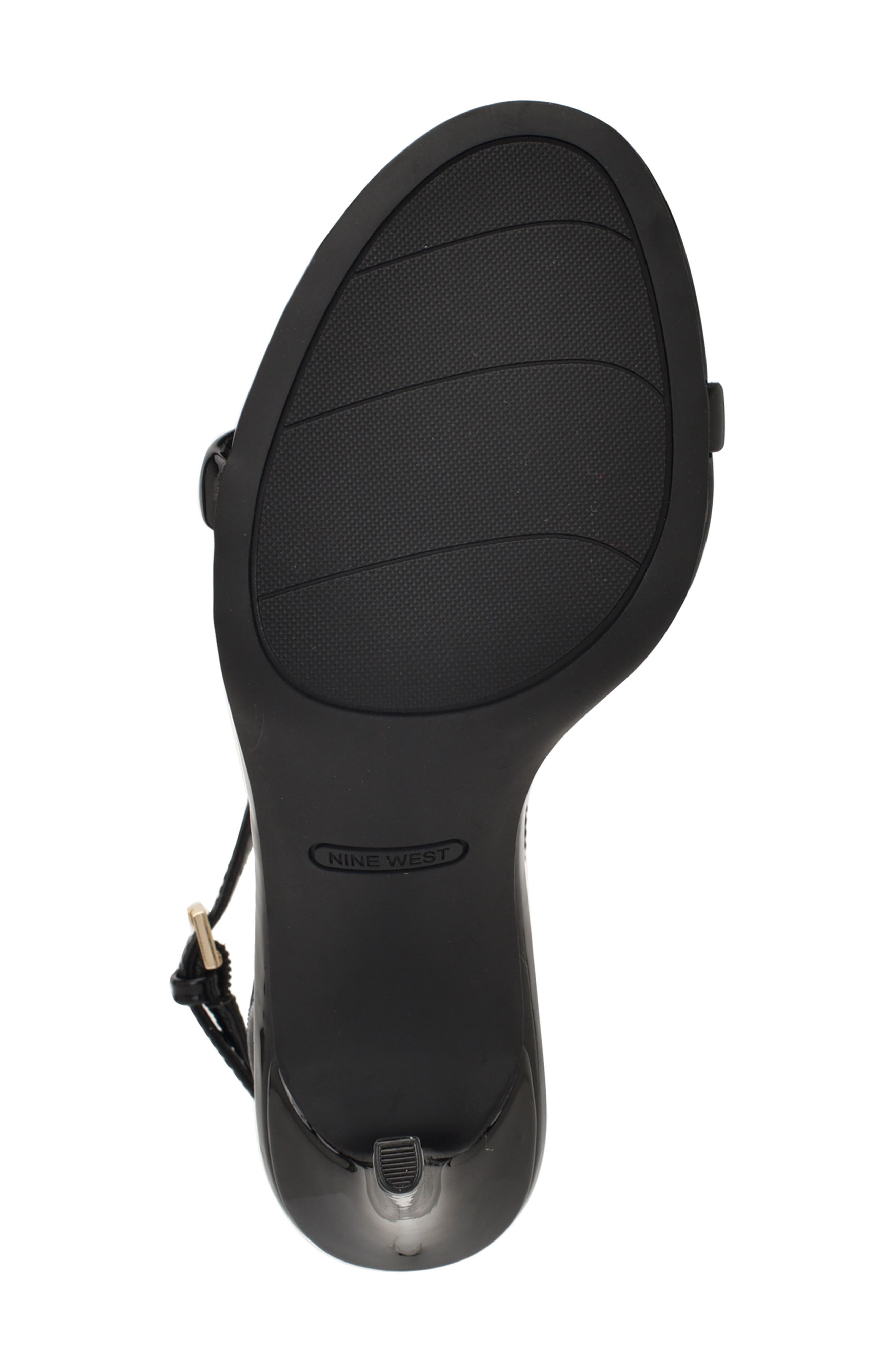Nine West Miaza T-Strap Stiletto Sandal, Alternate, color, Black Patent