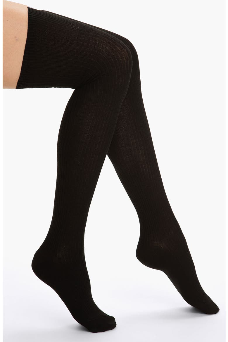 Ribbed Over the Knee Socks, Main, color, BLACK