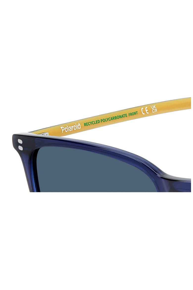 55mm Polarized Rectangular Sunglasses, Alternate, color, BLUE/ BLUE