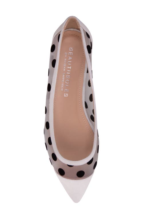 Beautiisoles Blake Pointed Cap Toe Flat In Off White