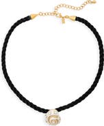Kenneth Jay Lane Faux Pearl & Crystal Shell Pendant Necklace