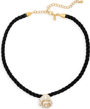Kenneth Jay Lane Faux Pearl & Crystal Shell Pendant Necklace