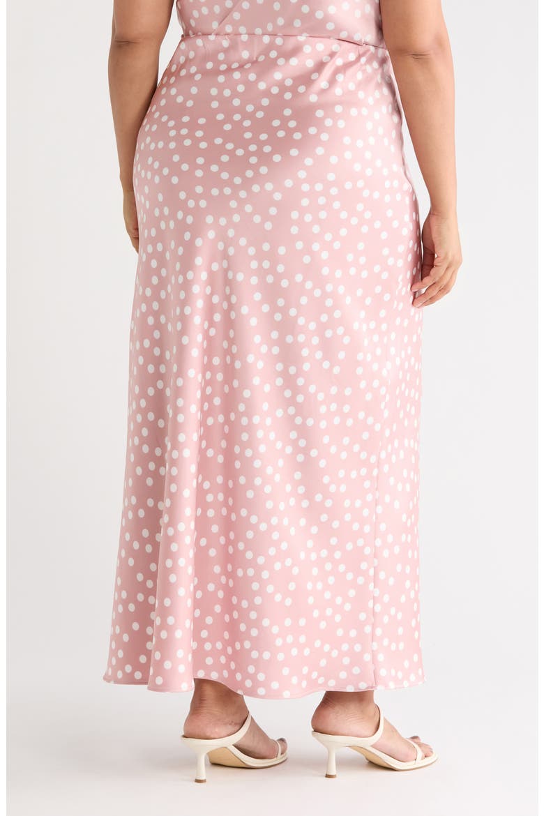 Polka Dot Satin Maxi Skirt, Alternate, color, PINK