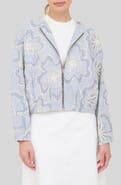 ZOE AND CLAIRE Embroidered Detail Stripe Bomber Jacket