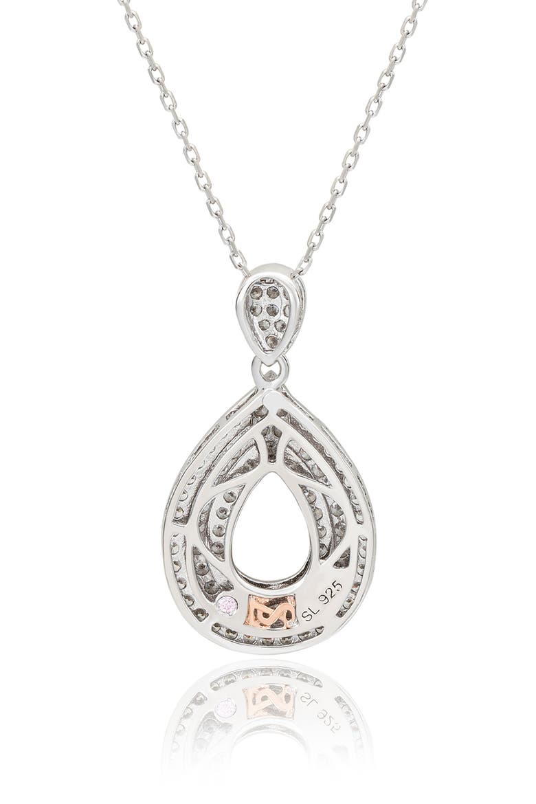 Sterling Silver Pavé Cubic Zirconia Teardrop Pendant Necklace, Alternate, color, WHITE