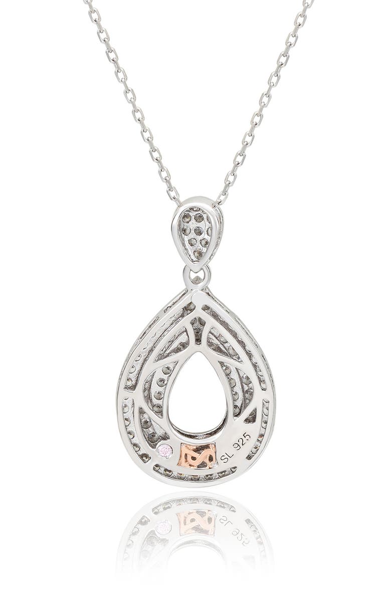 SUZY LEVIAN Sterling Silver Pavé Cubic Zirconia Teardrop Pendant Necklace, Alternate, color, White