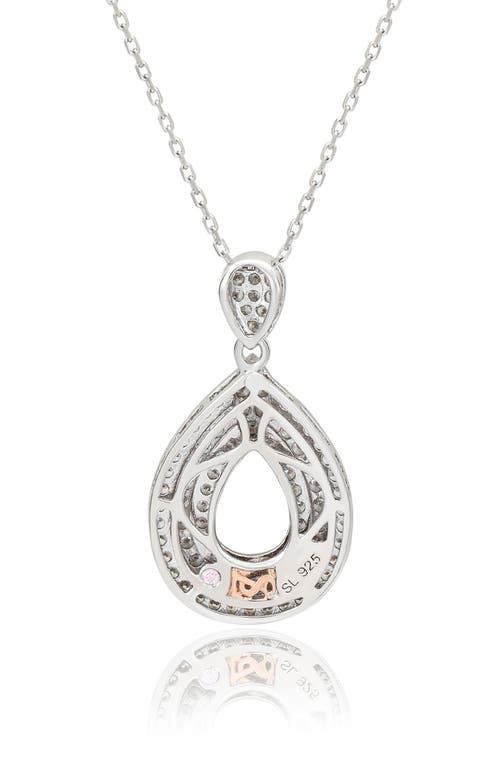 Suzy Levian Sterling Silver Pavé Cubic Zirconia Teardrop Pendant Necklace