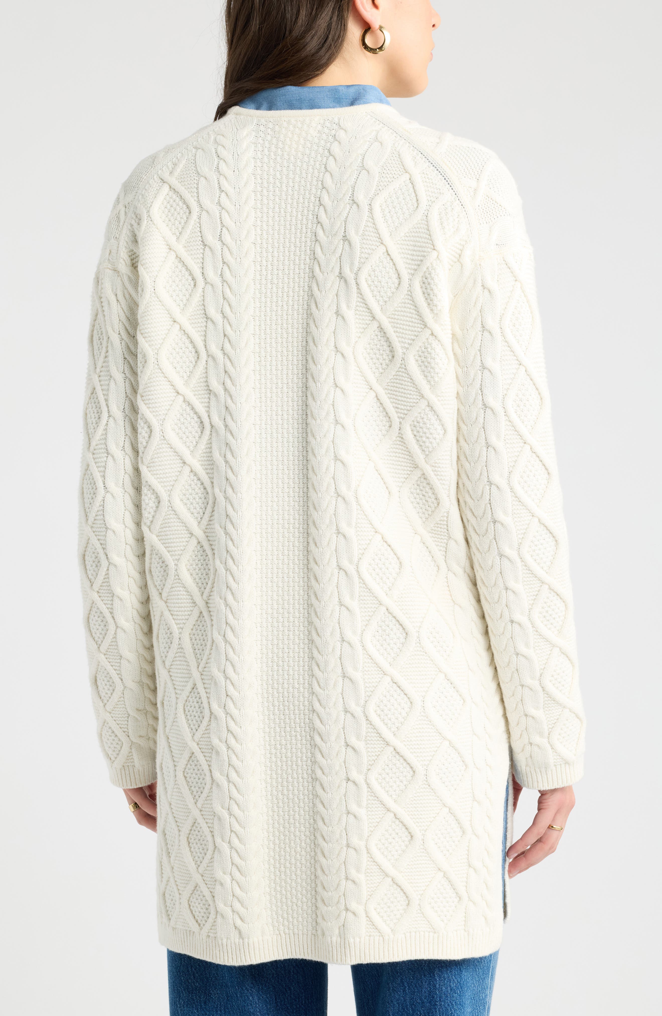 Caslon® Cable Stitch Cardigan Sweater Jacket (Women) | Nordstrom