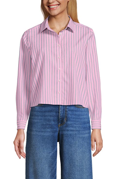 No Iron Boxy Cropped Shirt