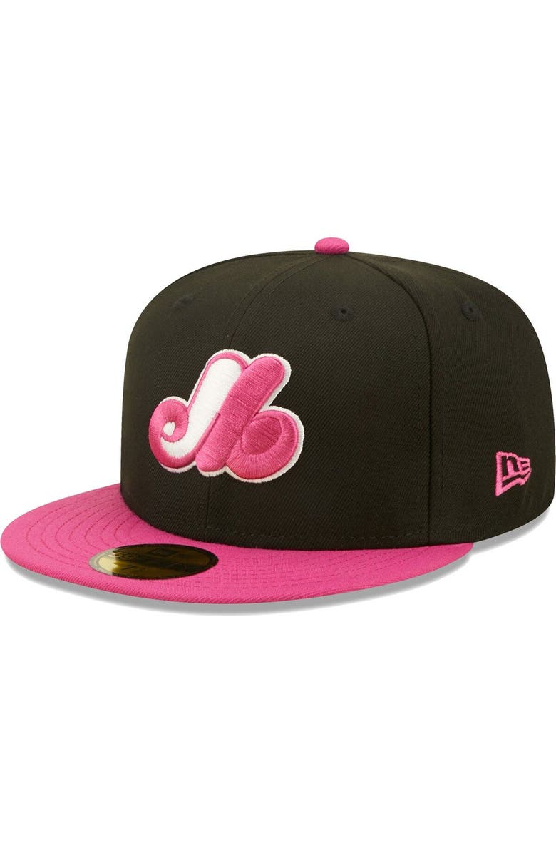 New Era Men's New Era Black/Pink Montreal Expos 35th Anniversary Passion 59FIFTY Fitted Hat, Alternate, color,
