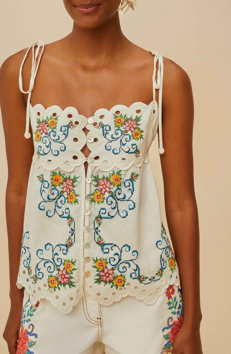 FARM Rio Grandma's Treasure Tie Strap Camisole, Alternate, color, Off-White