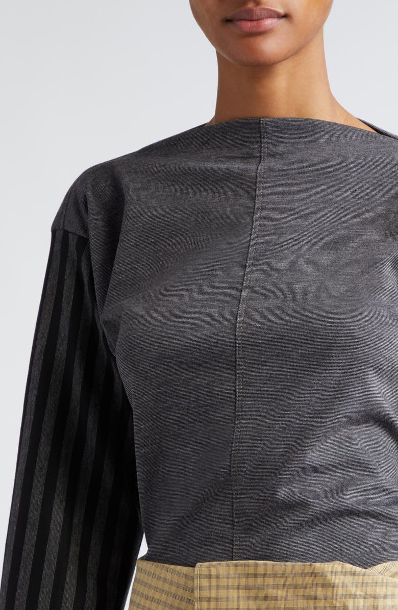 SC103 Anchor Stripe Long Sleeve Boatneck Knit Top, Alternate, color, 