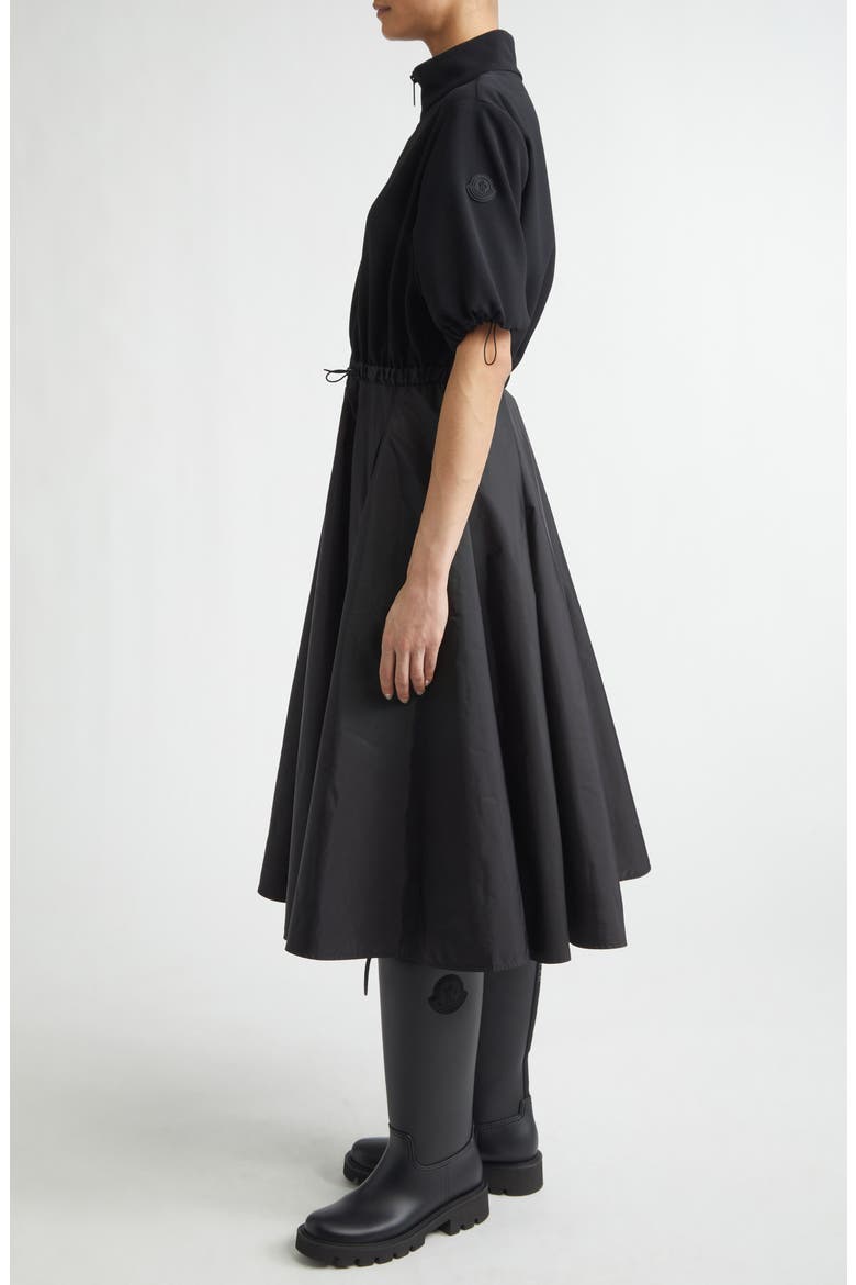 Mixed Media Technical Midi Shirtdress, Alternate, color, BLACK