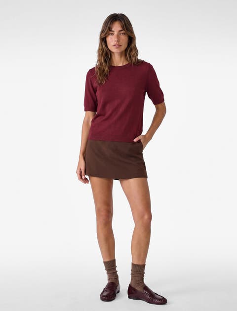 Regular-fit Crew Neck Short Sleeve Knit Sweater
