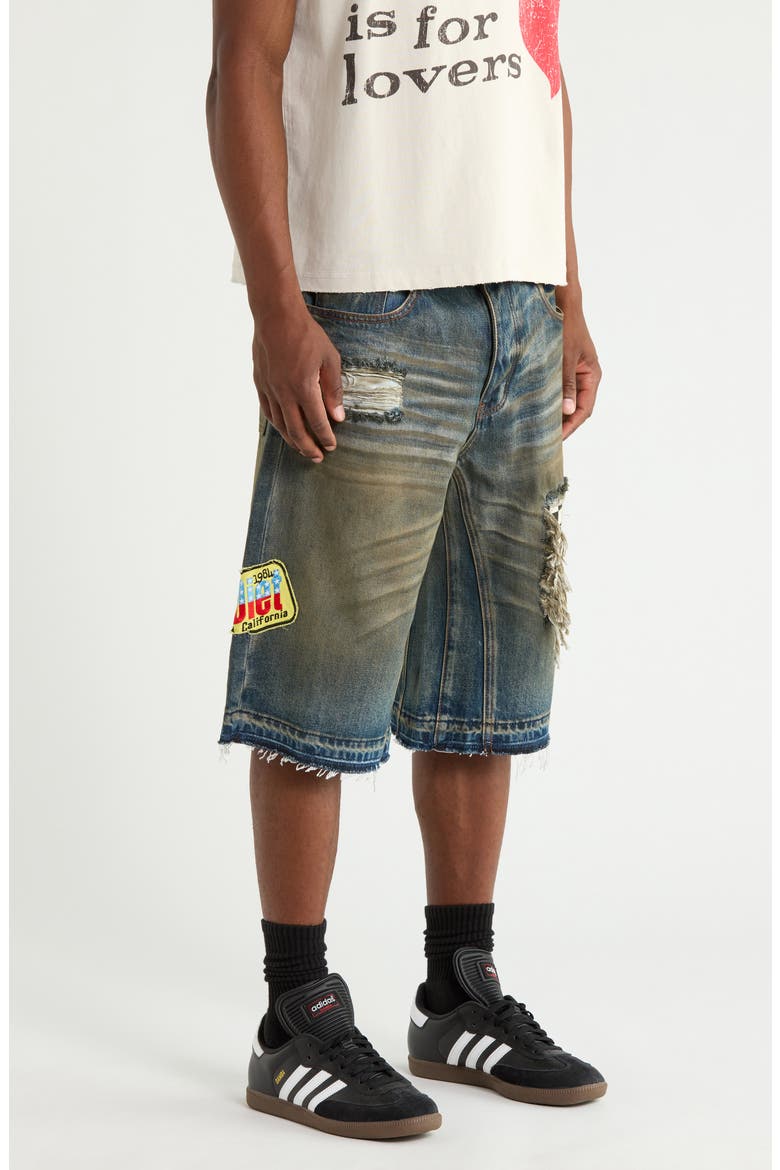 Venice Distressed Denim Shorts, Alternate, color, DARK INDIGO