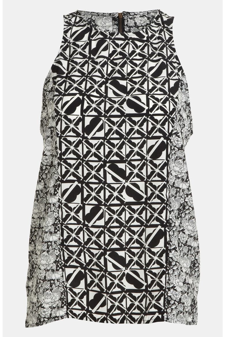 Contrast Tank, Main, color, BLACK/ WHITE FLORAL PRINT