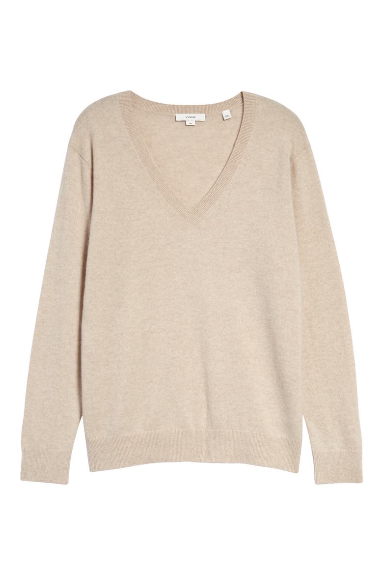 Weekend V-Neck Cashmere Sweater, Main, color, WHITE SAND