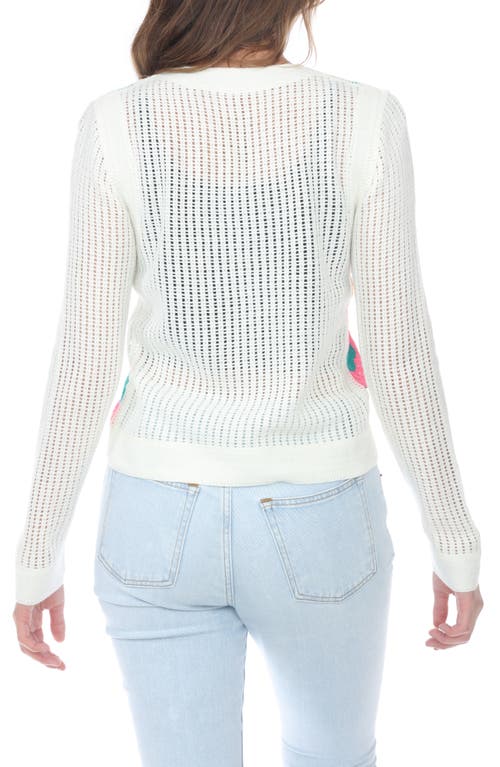 Rain And Rose Floral Open Knit Cardigan In As Is