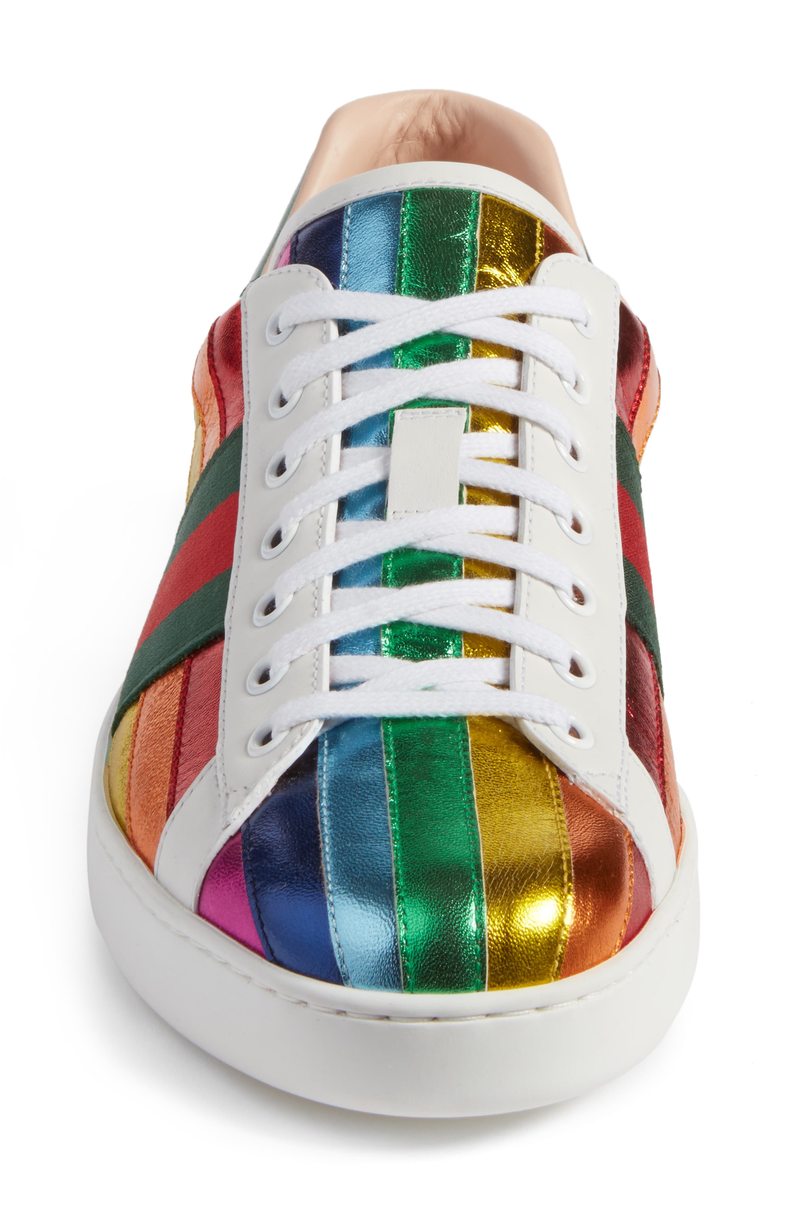 Gucci New Ace Rainbow Sneaker, Alternate, color, 