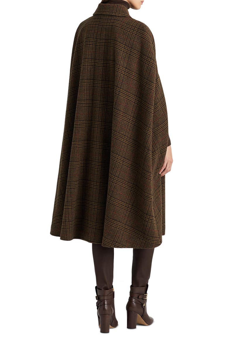 Plaid Wool Blend Long Cape, Alternate, color, GRAND LODEN PLAID