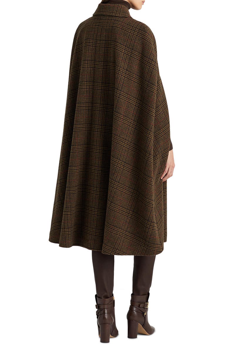 Lauren Ralph Lauren Plaid Wool Blend Long Cape, Alternate, color,