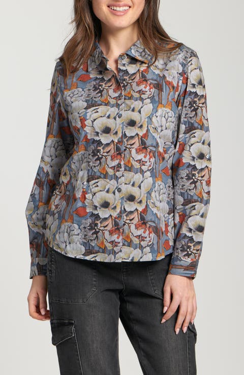 Print Poplin Button-Up Shirt