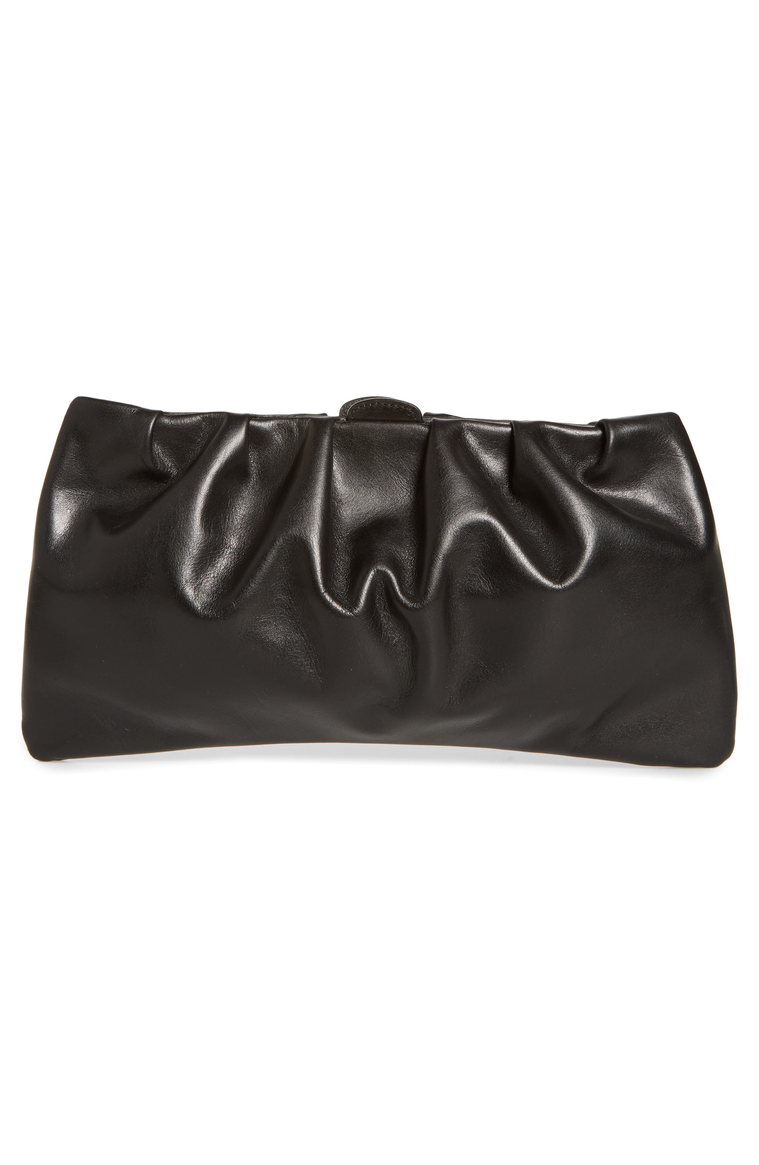 Adelaide Leather Clutch, Alternate, color, BLACK