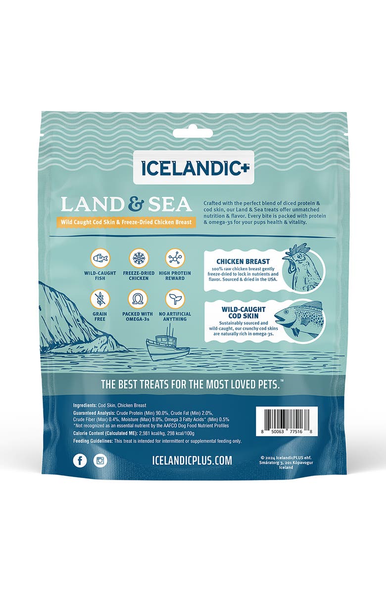 ICELANDIC+ Land & Sea Wild Caught Cod Skin & Freezedried Chicken Breast, Alternate, color, Multicolored