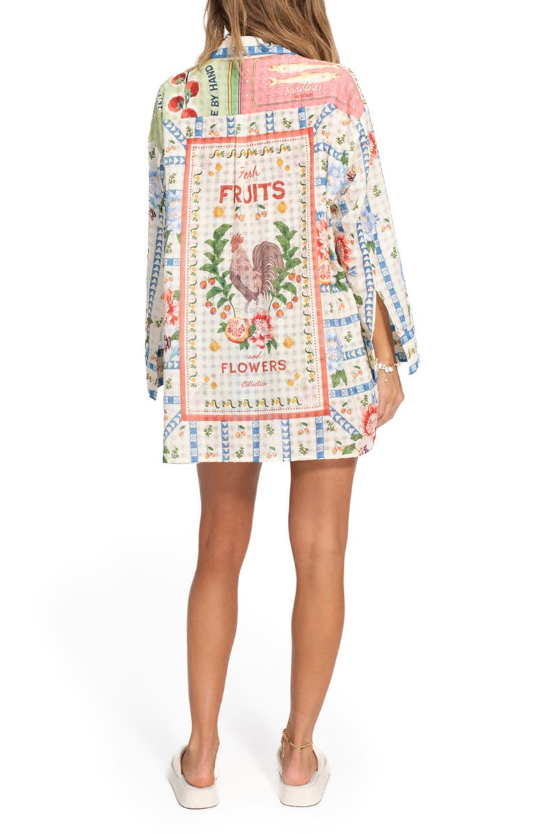 Agua Bendita Nalia Cotton Cover-Up Shorts, Alternate, color, White/ Blue