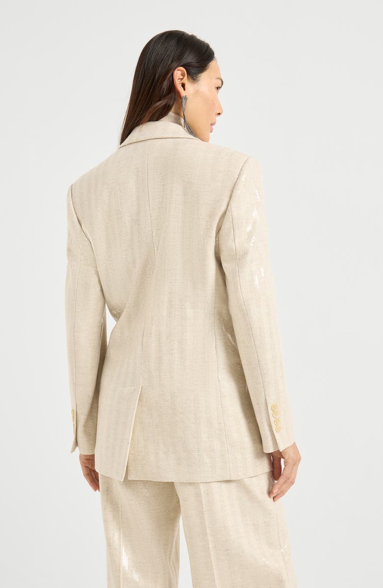 Brunello Cucinelli Dazzling chevron blazer, Alternate, color, Buff