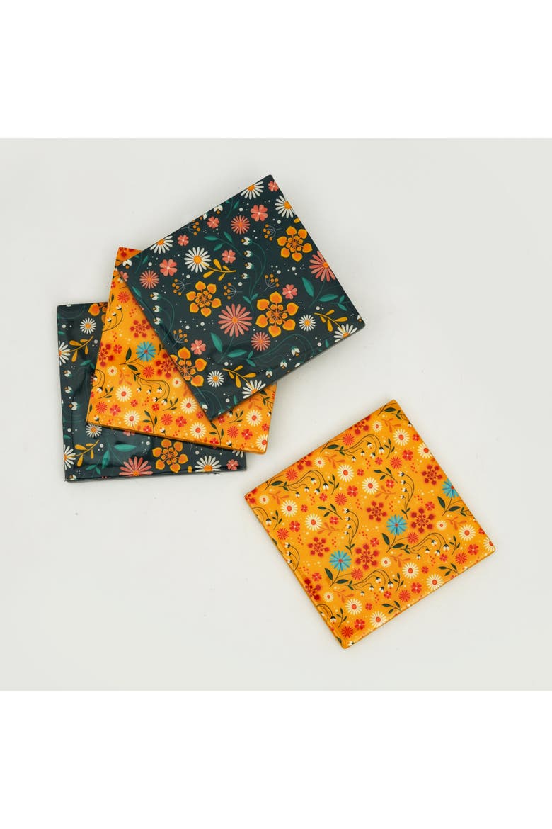 Sunburst Bloom Coasters, Alternate, color, Sunburst
