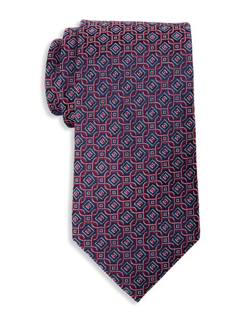 Big & Tall Tonal Geometric Link Silk Tie