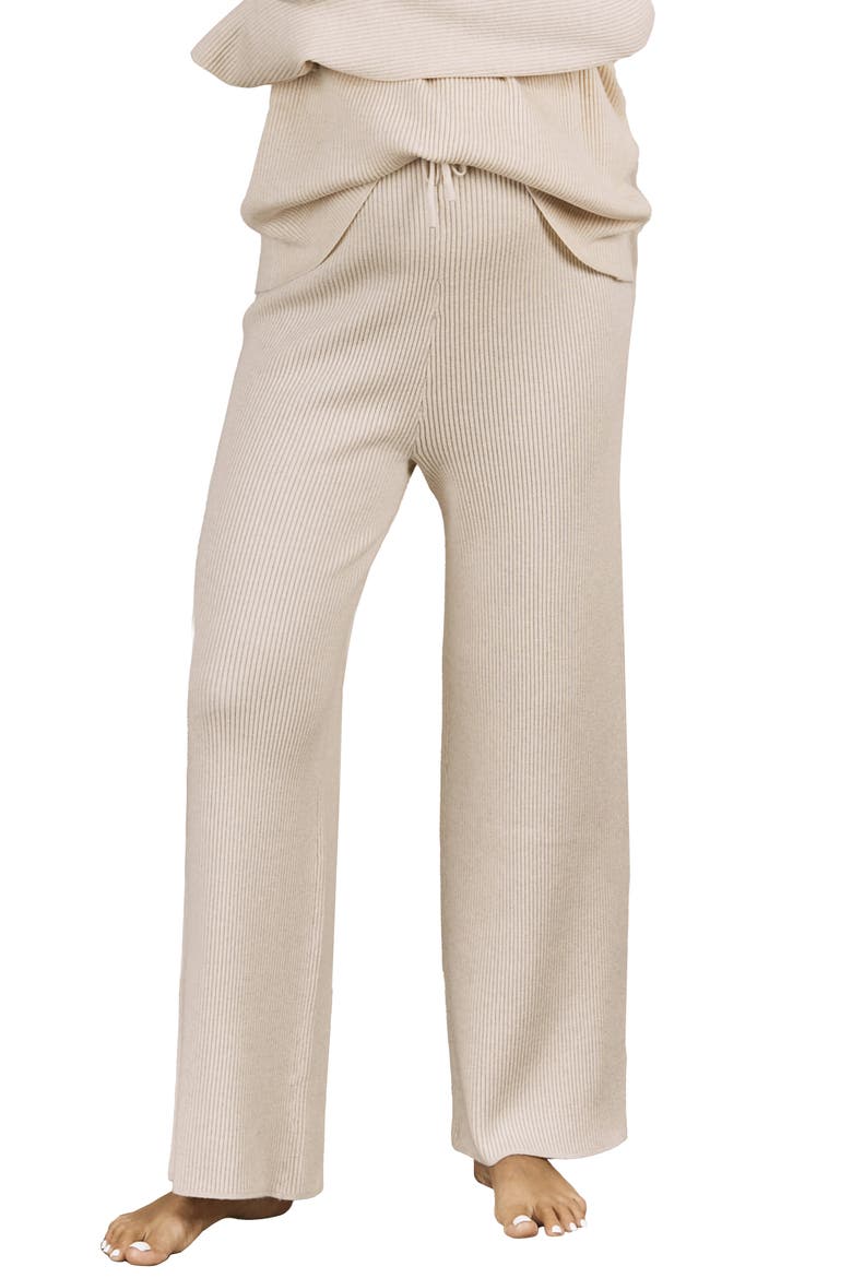 Rib Drawstring Maternity Pants, Main, color, CREAM