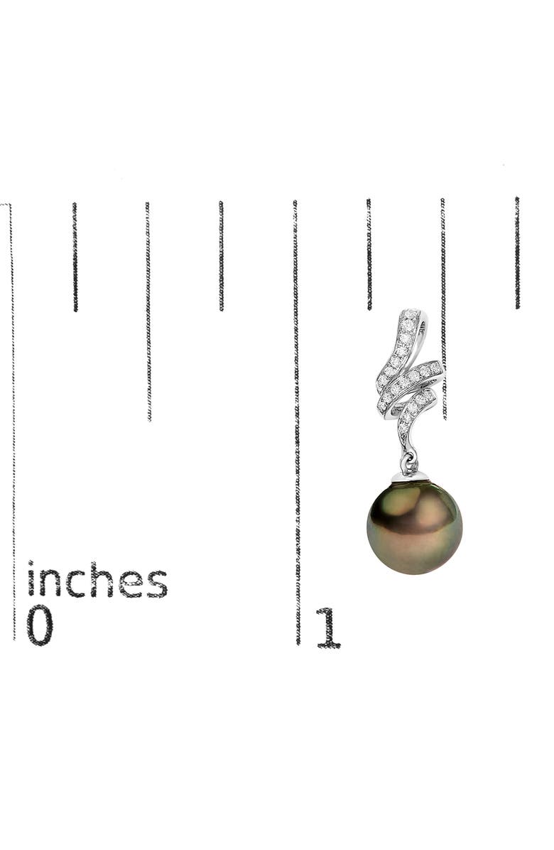 Haus of Brilliance 14K White Gold Black Pearl and Diamond Accent Dangle Earrings, Alternate, color, White