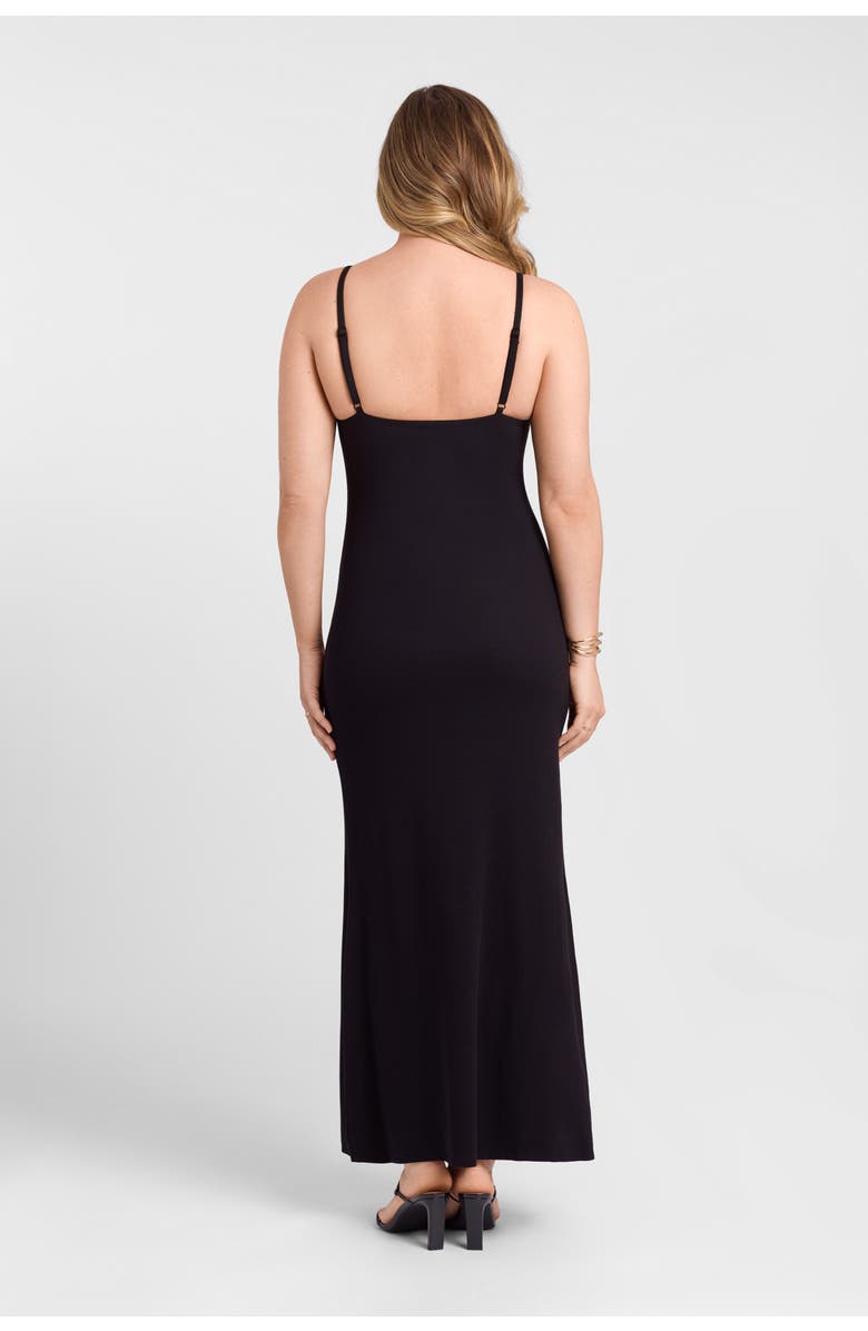 S3 Apparel Sculpting Shapewear Rib Scoop Neck Cami Maxi Dress, Alternate, color, Onyx Black Rib